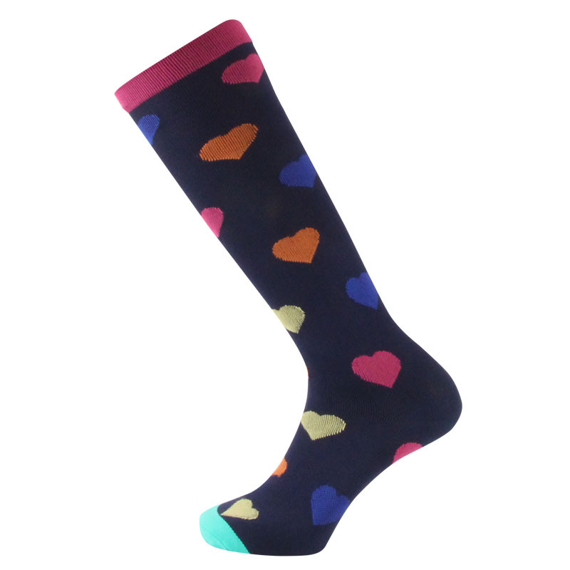 Heart Patterned Men Women Knee Highs Compression Stockings Trainer Athletic Compression Socks for Varicose Veins